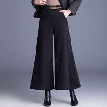 羊毛呢时尚阔腿裤女2025秋冬季新款高腰垂感宽松显瘦大脚休闲裤