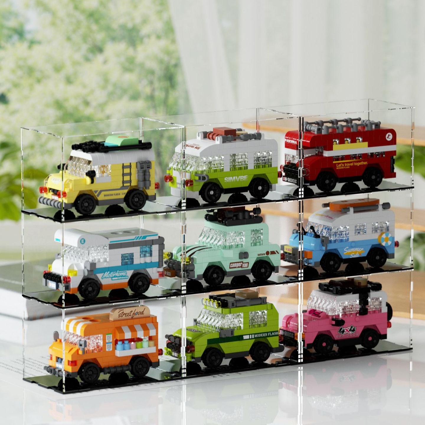 Compatible con los automóviles de construcción de bloques, autobuses, vehículos todoterreno, adornos de alto modelo, juguetes de puzzle para niños, regalos del 1 de junio