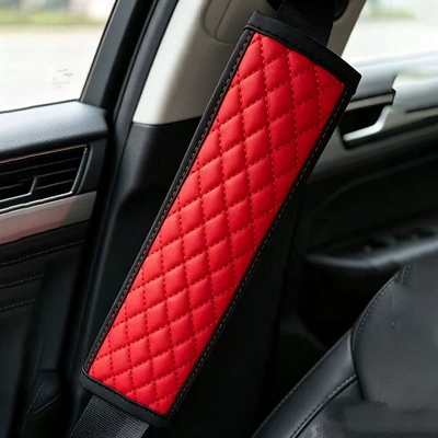 Color-Blocked Shoulder Strap Protector – Seat belt shoulder pad - red-diamond-quilted-shoulder-pads-23715cm