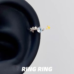 冰河时序 清冷海星高位耳垂钉耳圈耳环蓝色闪钻耳钉耳骨钉环
