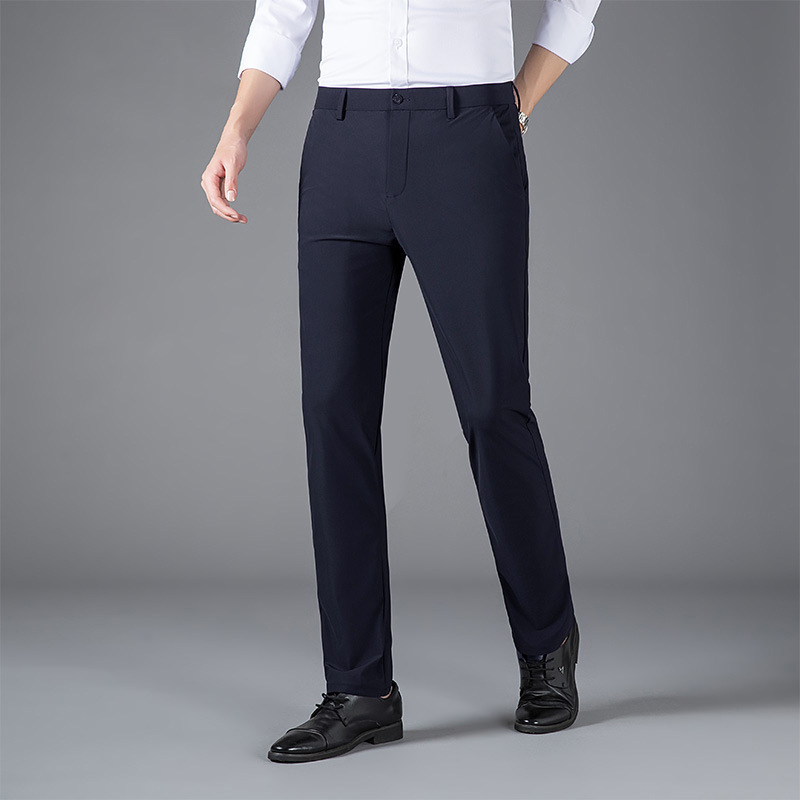 春夏薄手メンズスーツパンツカジュアルロングパンツメンズブラックストレートスーツパンツビジネスメンズストレッチ|undefined