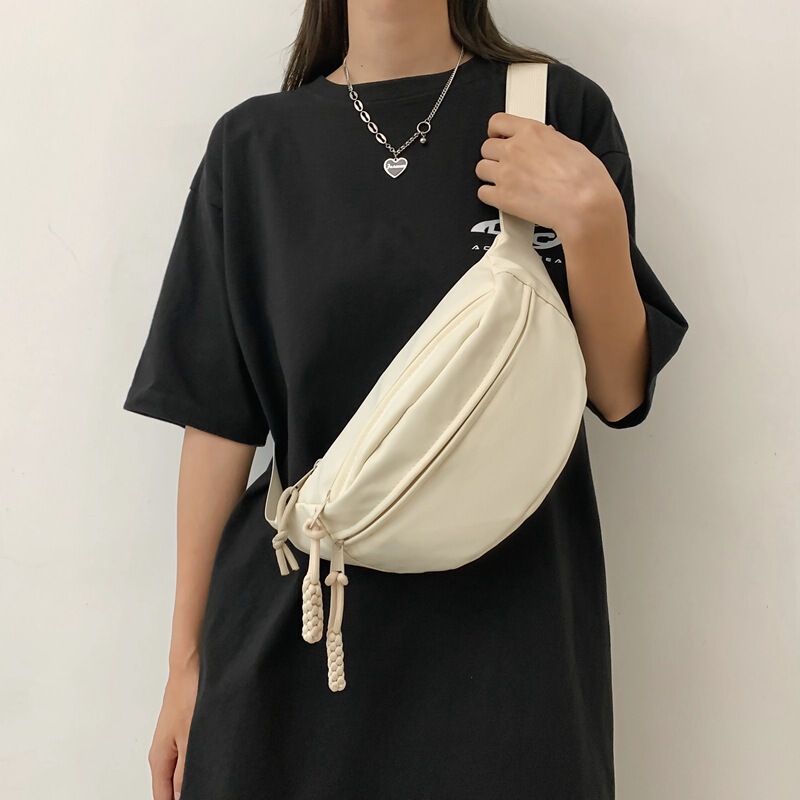 Canvas Casual Bag Women's 2024 New Crossbody Bag Lightweight Unisex Sports Chest Bag Design All-match Waist Bag