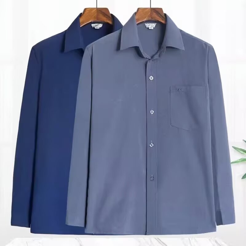 Japanese Quality White Shirt Men's Long-Sleeved Jk Handsome Dk Uniform Pure Color Shirt Casual Short-Sleeved Top Anti-Wrinkle