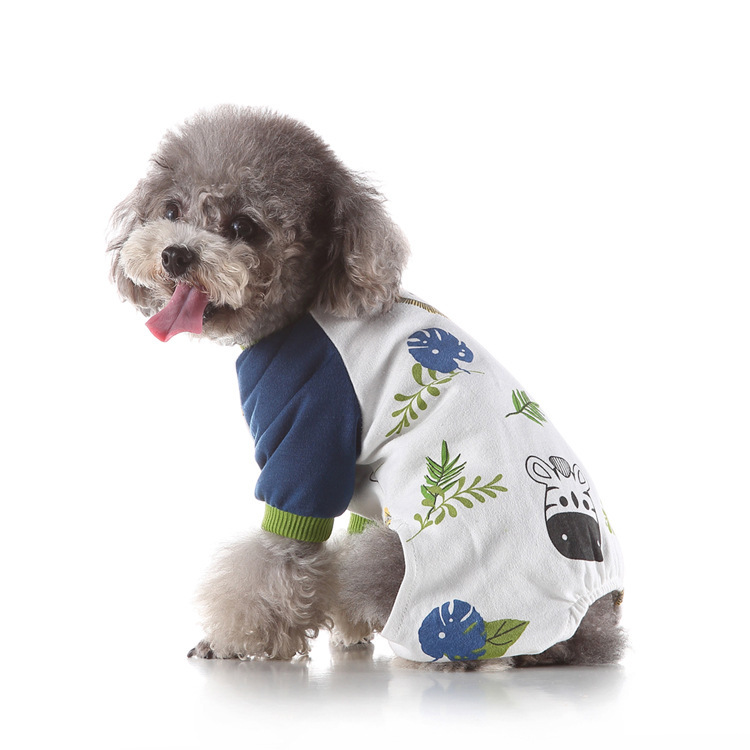Spring Summer Dog Pajamas Onesie Style Four Legged Anti Shedding Warm Belly Protector Thin Pet Clothes For Puppies_voghion.com