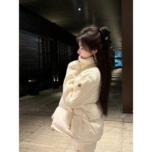 高品质原版原标5MC蒙家秋冬款气质简约针织袖拼接高领拉链羽绒服