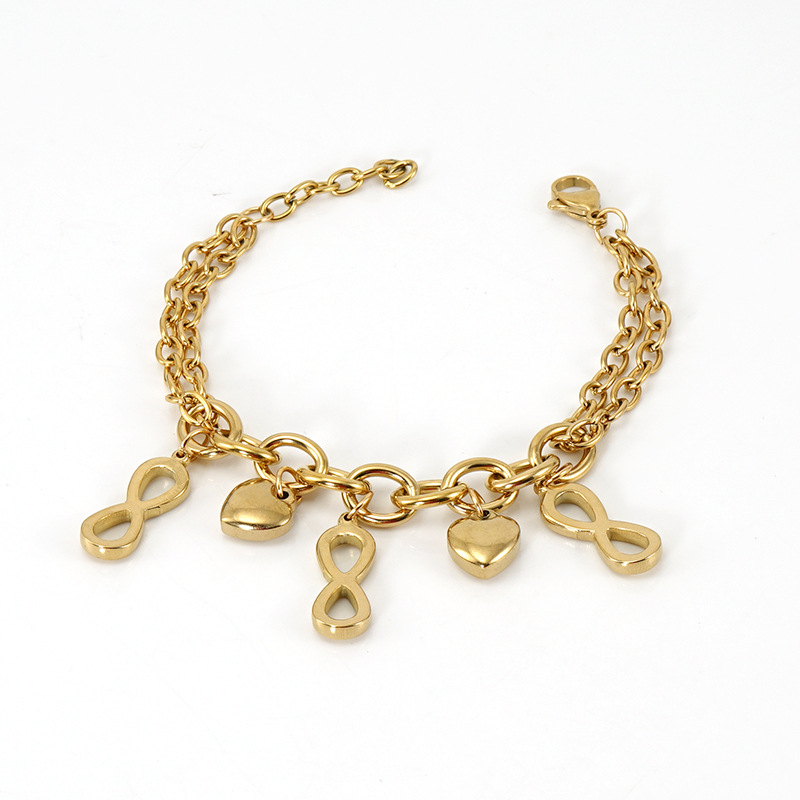 Daily Occasion Simple Style Letter Titanium Steel Bracelets Plating Stainless Steel Bracelets
