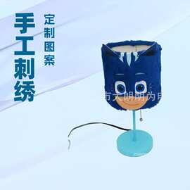 卡通黑猫警长头像图案绒布灯罩卧室房间睡眠氛围LED创意夜灯