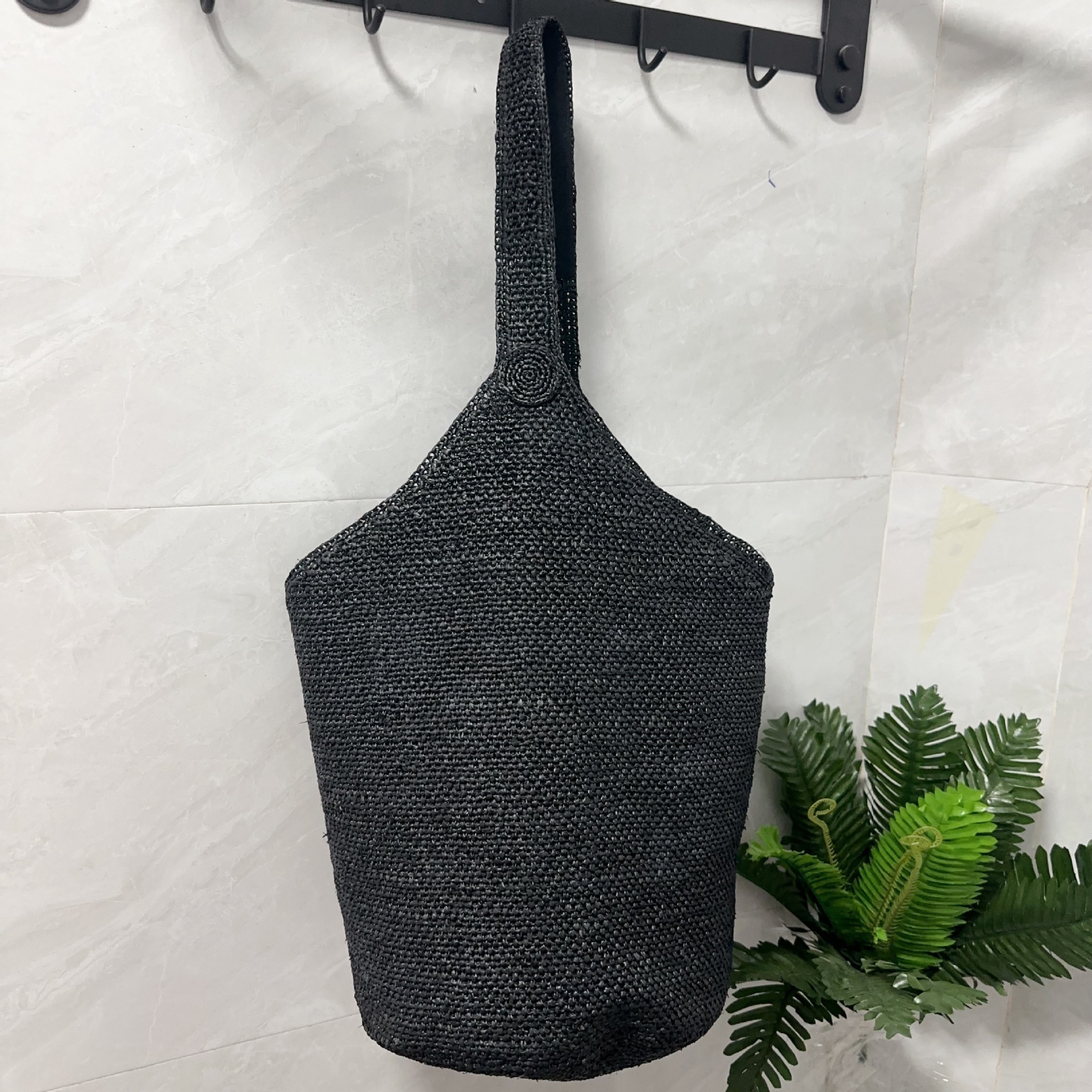 Japanese And Korean Style Bucket Bag Hand-Woven Raffia Straw Bag For Women Summer Beach Travel Shoulder Bag - Thumbnail 2
