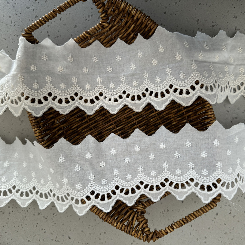 Handmade DIY Clothing Accessories Cotton Cut Out Carved Arch Wave Embroider Lace Skirt Decoration Width 7.4cm
