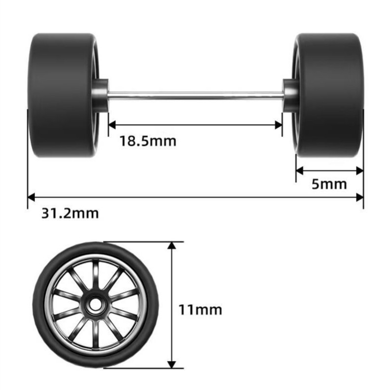 Toy car, car model, modified wheels, modified hollow shaft, scale 1:64, remote control, rubber tyre 4