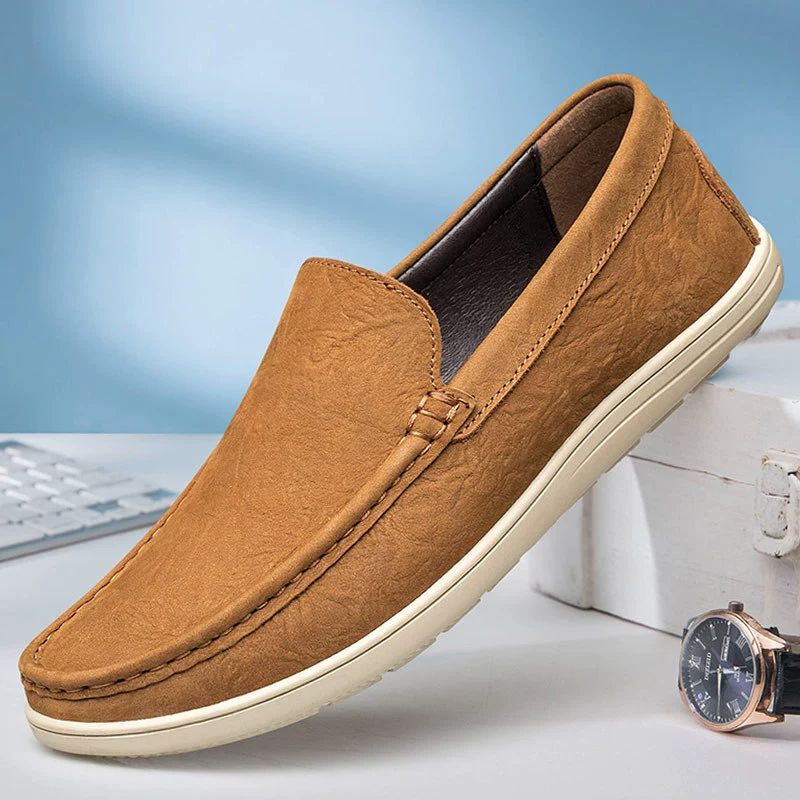Мужские лоферы, лето 2024, мужская обувь из натуральной кожи, дышащая мужская обувь, молодежная мужская обувь на одинарной платформе, повседневная модная мужская обувь