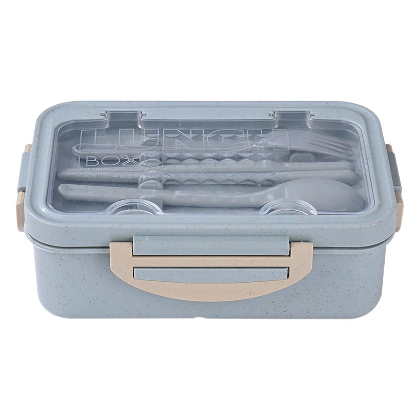 Caja de almuerzo de paja de trigo caja de almuerzo portátil trabajador de oficina estudiante caja de almuerzo horno de microondas calefacción caja de almuerzo de tres rejillas