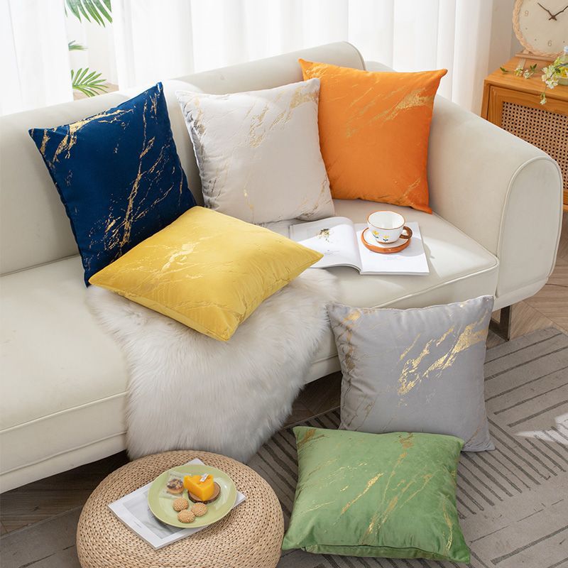 Amazon Modern Simple Velvet Bronzing Pillowcase Home Decoration Living Room Sofa Pillowcase Can Be Customized
