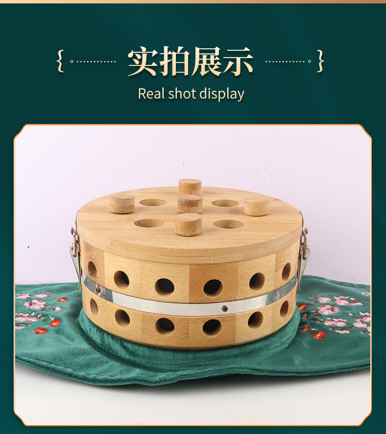 Five-Needle Moxibustion Box Thunder-Fire Moxa Jar for Abdomen and Waist Warm Suspended Moxibustion Embroidered Gift Set 5cm Moxa Sticks specifications