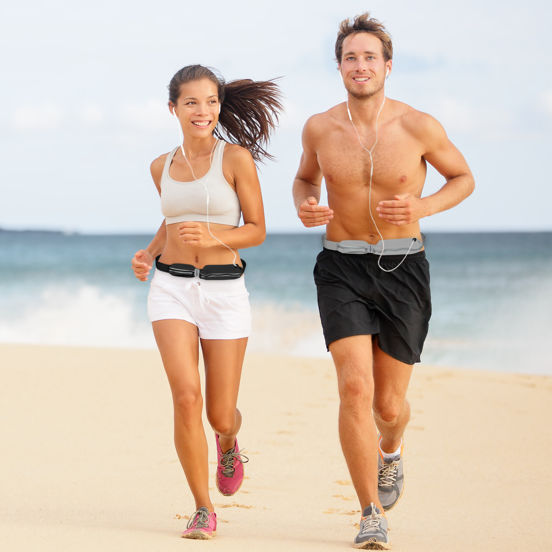 Nuevo al aire libre fitness deportes DOBLE BOCA cintura bolsa lycra cinturón moda impermeable corriendo táctica cintura bolsa en stock al por mayor