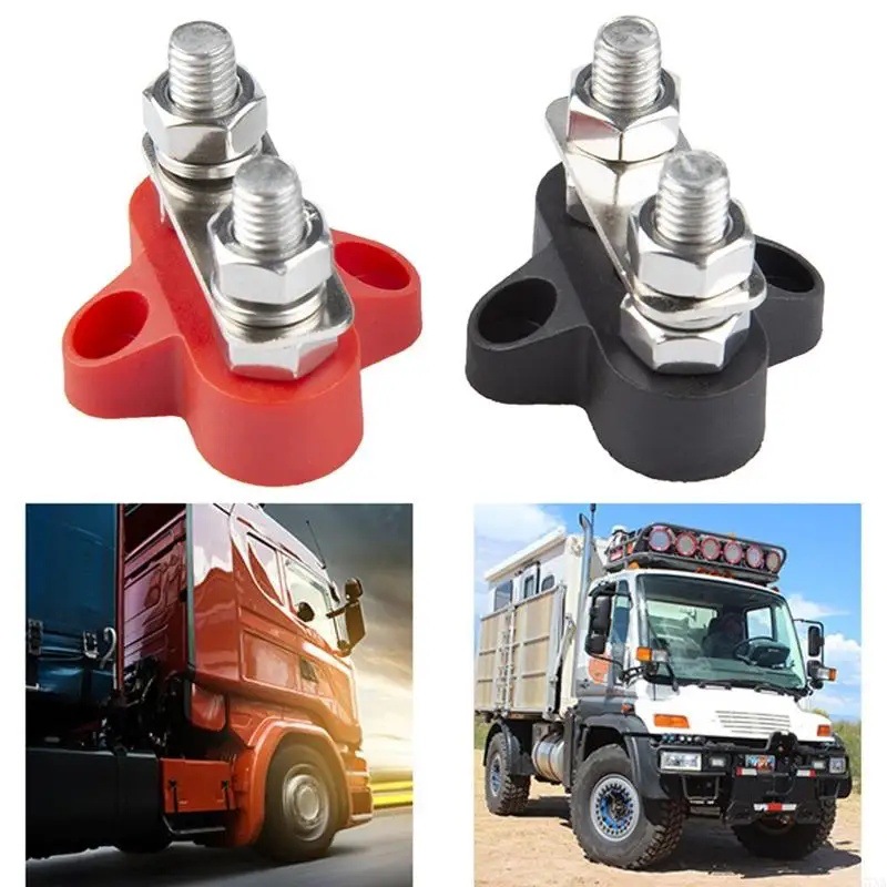 汽车房车游艇电池接线端子不锈钢单双螺柱 48V 绝缘接线柱2件套