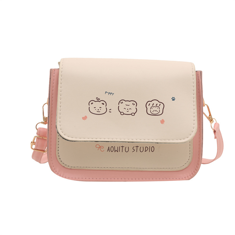 Bolso de mujer de color contrastante 2025 nuevo estilo de estilo de impresión de moda extranjera, bolso de hombro simple, bolso de mochila dulce