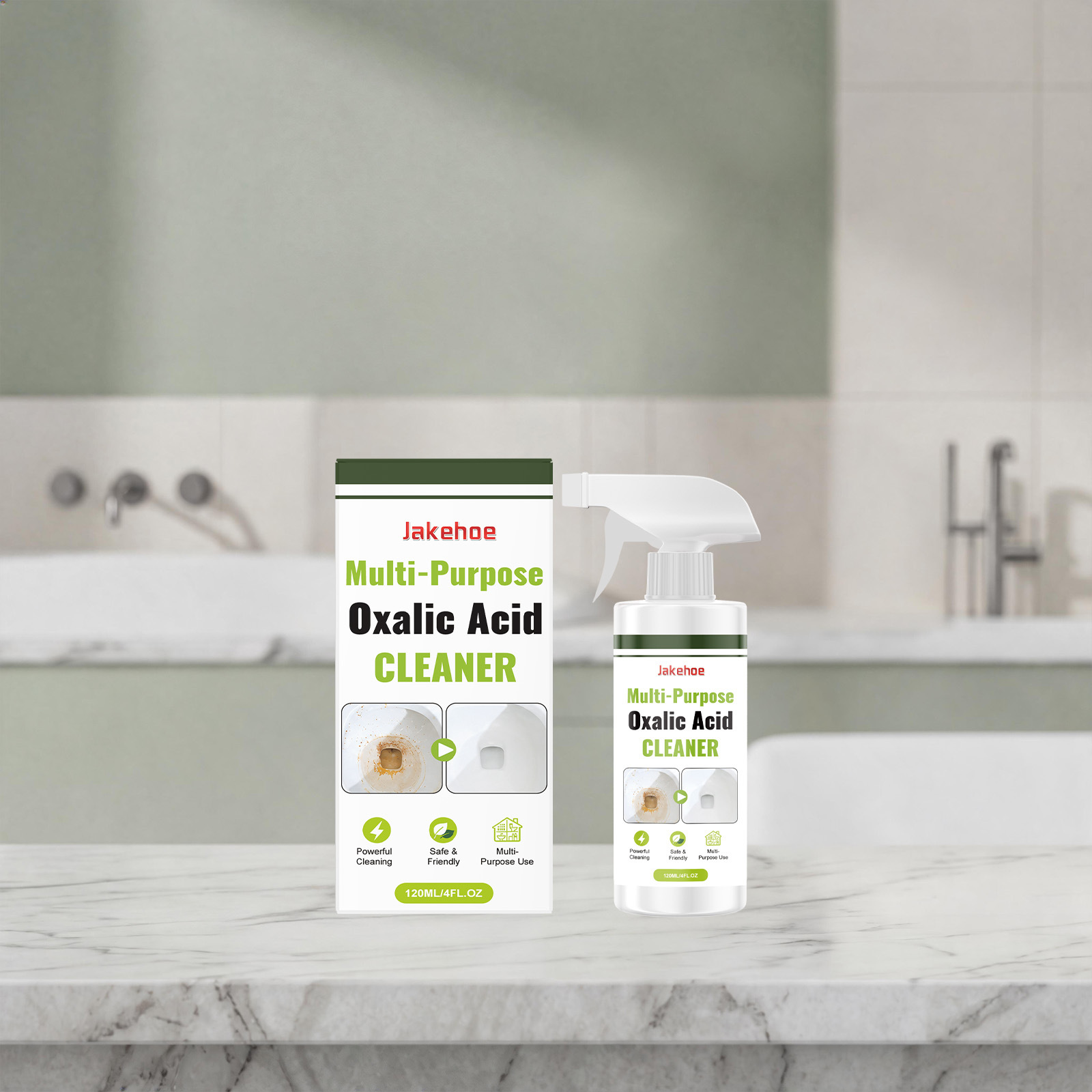 Jakehoe Multi-Purpose Oxalic Acid Cleaner Cleans Surface Dirt and Rust, Cleans and Shines Kitchen and Bathroom Surfaces