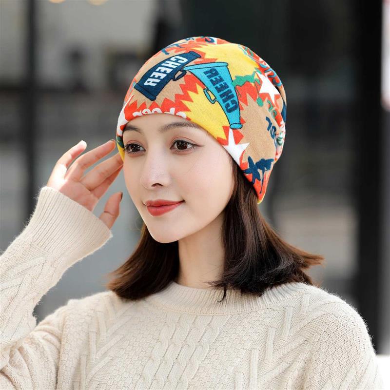 Sombrero calvo de otoño y invierno de doble capa, sombrero de luna, algodón transpirable, sombrero de dormir caliente para la madre