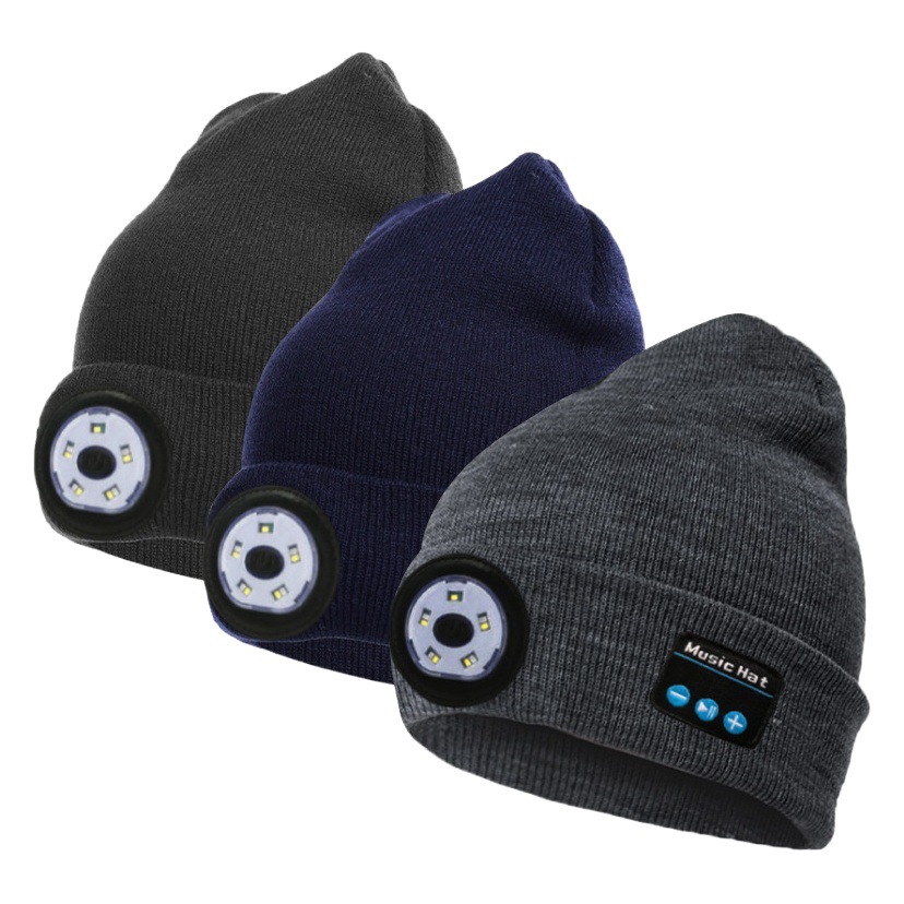 Amazon Venta caliente auricular Bluetooth inalámbrico luz LED tapa al aire libre noche iluminación rojo y azul intermitente luz de advertencia tapa Bluetooth