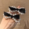 Fashionable goods from pearl, hair rope with bow, ponytail, Korean style, Chanel style