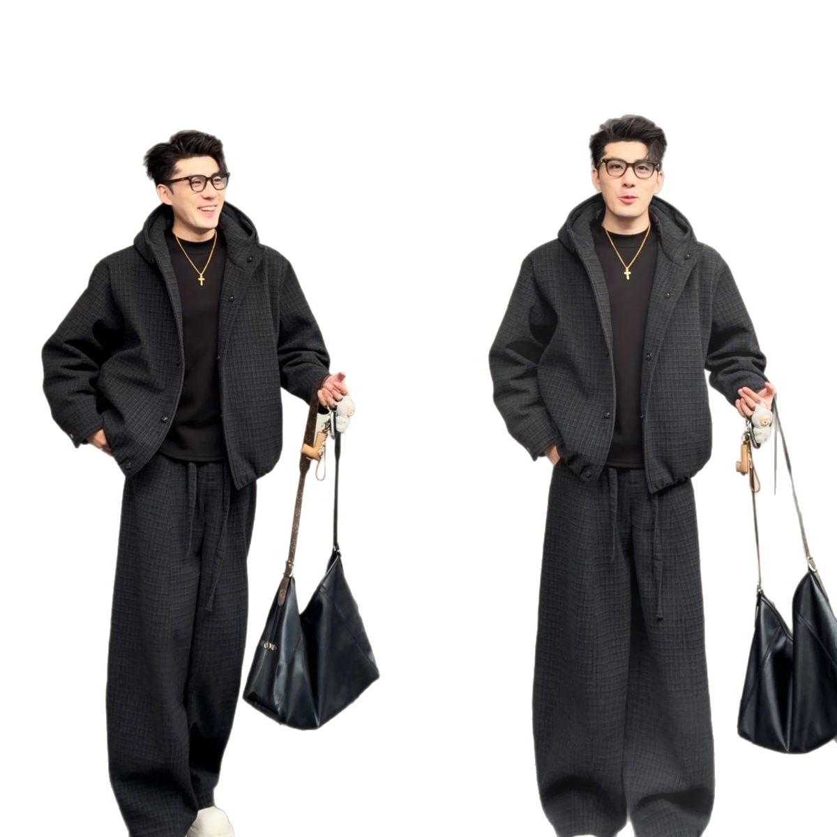 Otoño y invierno nuevos productos de tendencia masculinos retro sueltos pantalones de abrigo de temperamento universal nicho de alto nivel con un conjunto casual