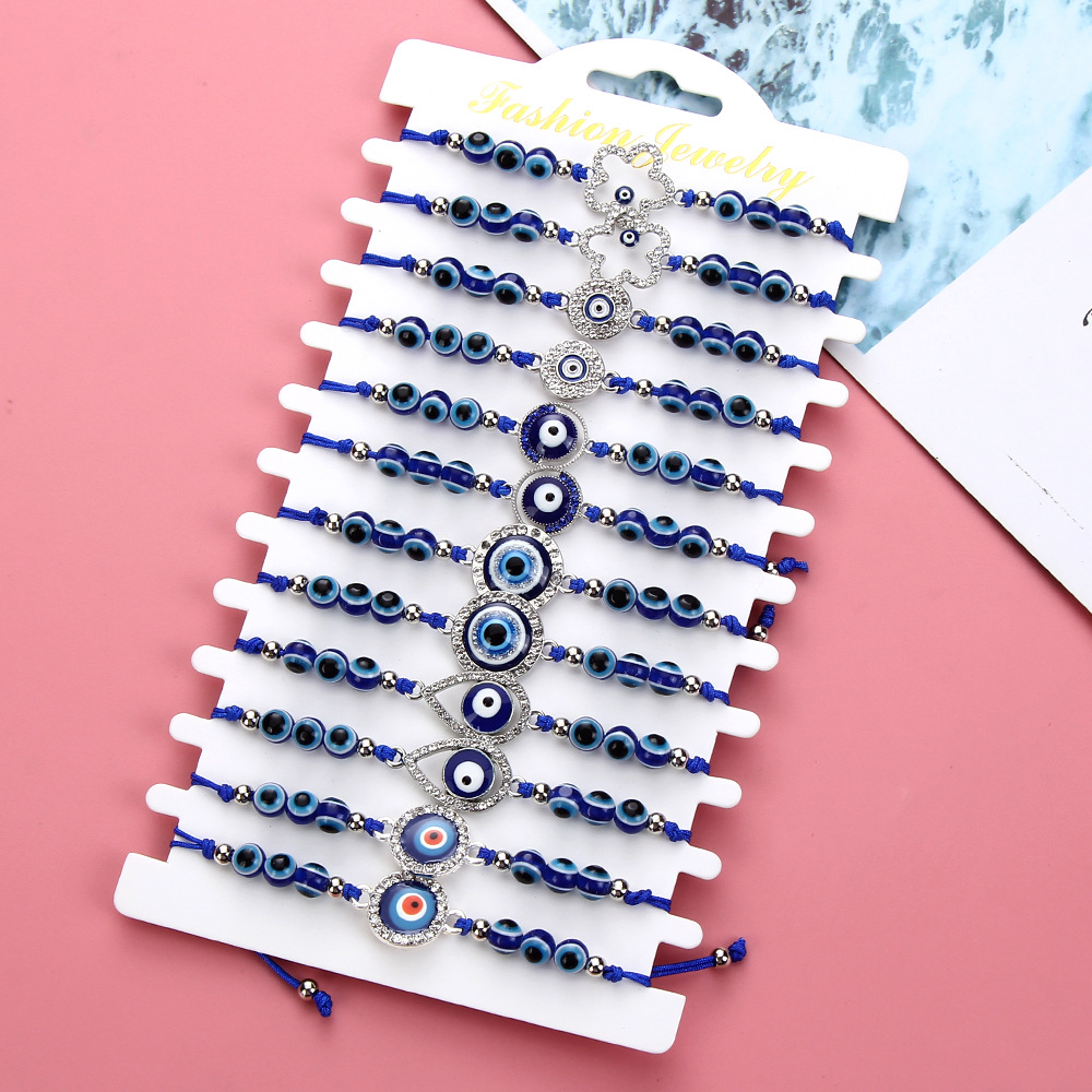 Simple Style Geometric Devilu0027S Eye Alloy Glass rope Inlay Rhinestones Womenu0027S Bracelets 1 Se