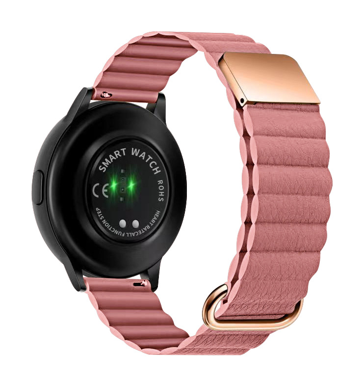 Suitable for Samsung smart watch leather reverse buckle magnetic strap Huawei watch 20/22mm leather wristband fashion_voghion.com