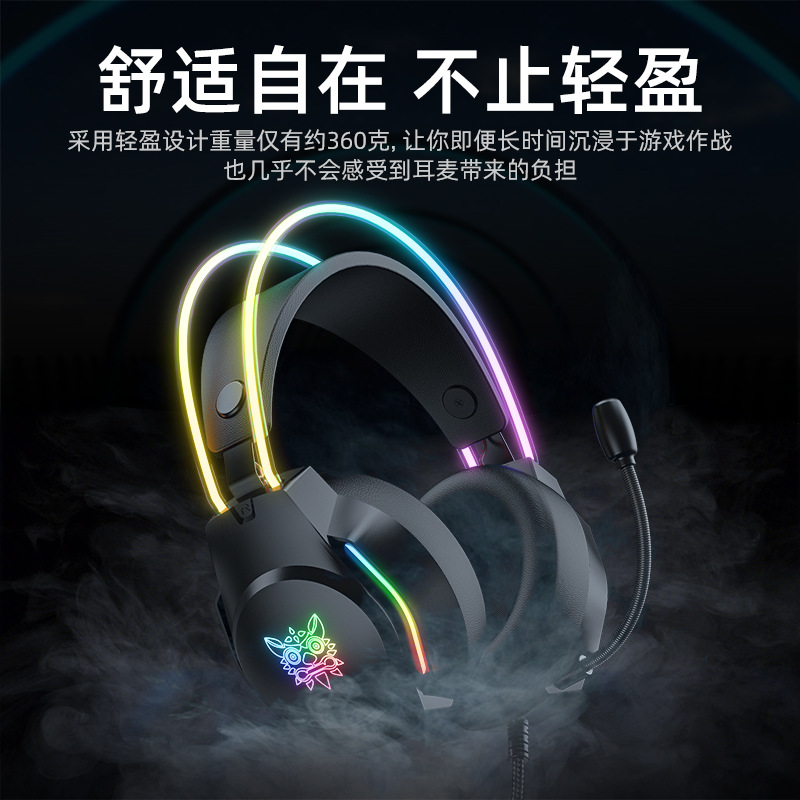 Explosivo ONIKUMA X26 cabeza con haz de cabeza iluminada que come pollo y reduce el ruido, auriculares para juegos de juegos de computadora al por mayor