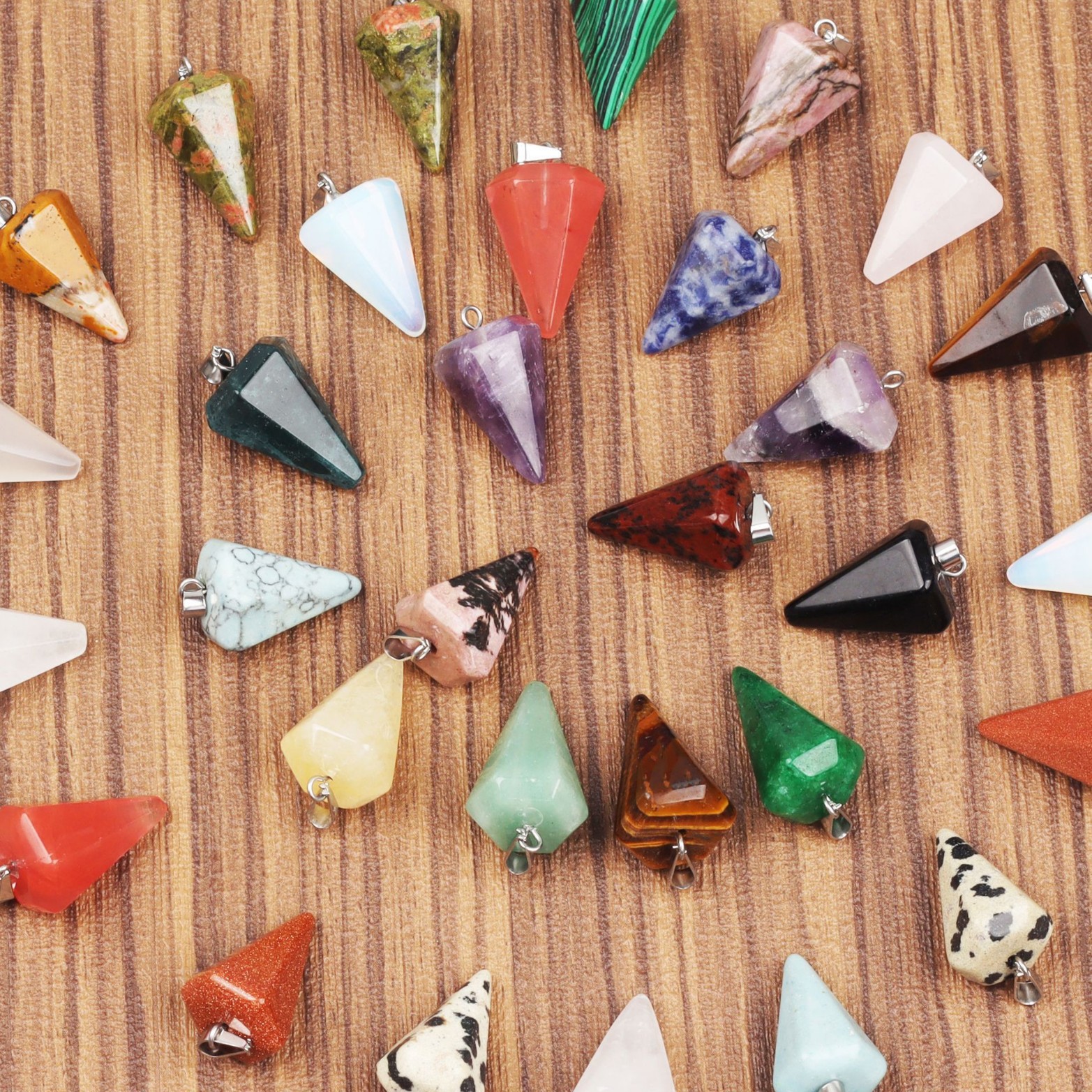 Organic agate hexagonal pendant