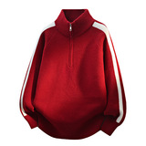 2026秋季青少年宽松圆领长袖针织衫运动风格透气厚款毛衣男装，男装针织衫/毛衣，星座614