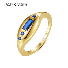 PAG&MAG 彩宝戒指复古S925银手饰蓝宝石欧美ins风气质高雅饰品厂