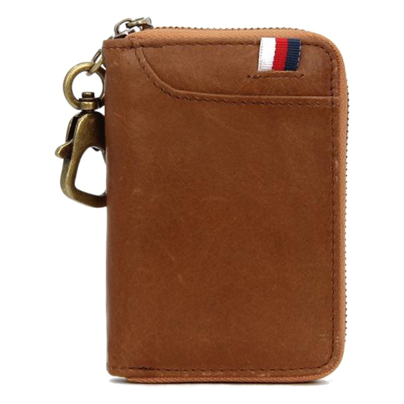 First Layer Oil Wax Cowhide Key Bag Anti-Theft Card Bag Genuine Leather Waist Hanging Key Cover Multi-Functional Door Key Bag Wholesale