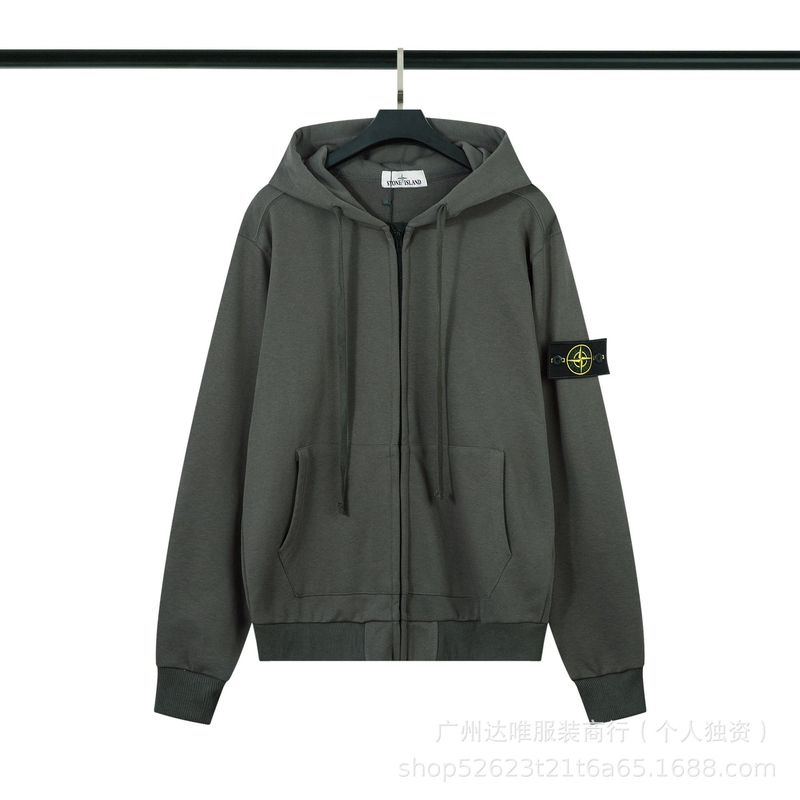 STONE20SS ストーン アメリカンスタイル ハイストリート バッジ付きジッパーカーディガン スウェットシャツ メンズ カップル向け アウター アイランドファッションブランドデザイン|undefined