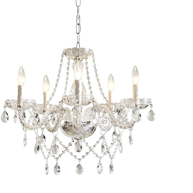 Lámpara de cristal de lujo ligera europea moderna francesa dormitorio sala de estar 5 cabezas de vidrio vela de tubo de curva fabricantes de lámparas de restaurante