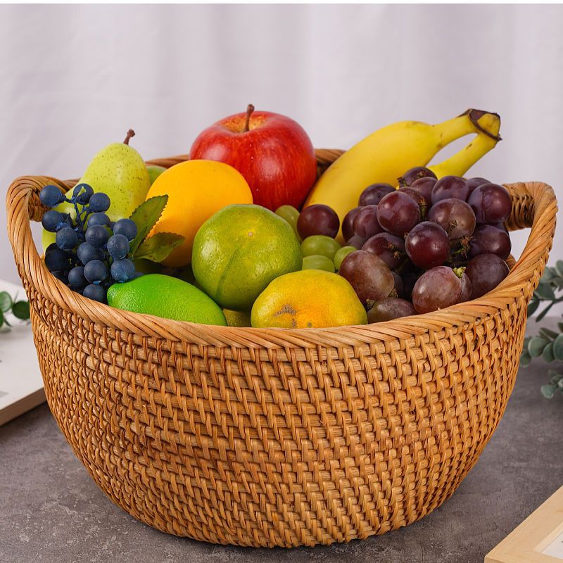 水果盘藤编越南收纳筐家用客厅零食杂物糖果篮创意水果篮子干果盒