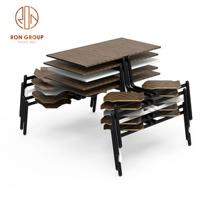 Wholesale New one-piece dining table and chair combination school dining hall staff canteen stool set dining four-seat table and chair