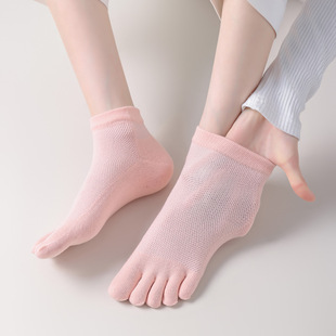 Mesh Women's Socks Summer Thin Five-Toe Socks Split-Toe Socks Short Socks Cotton Five-Toe Socks Short Tube Sweat-Absorbent Mesh Pure Color