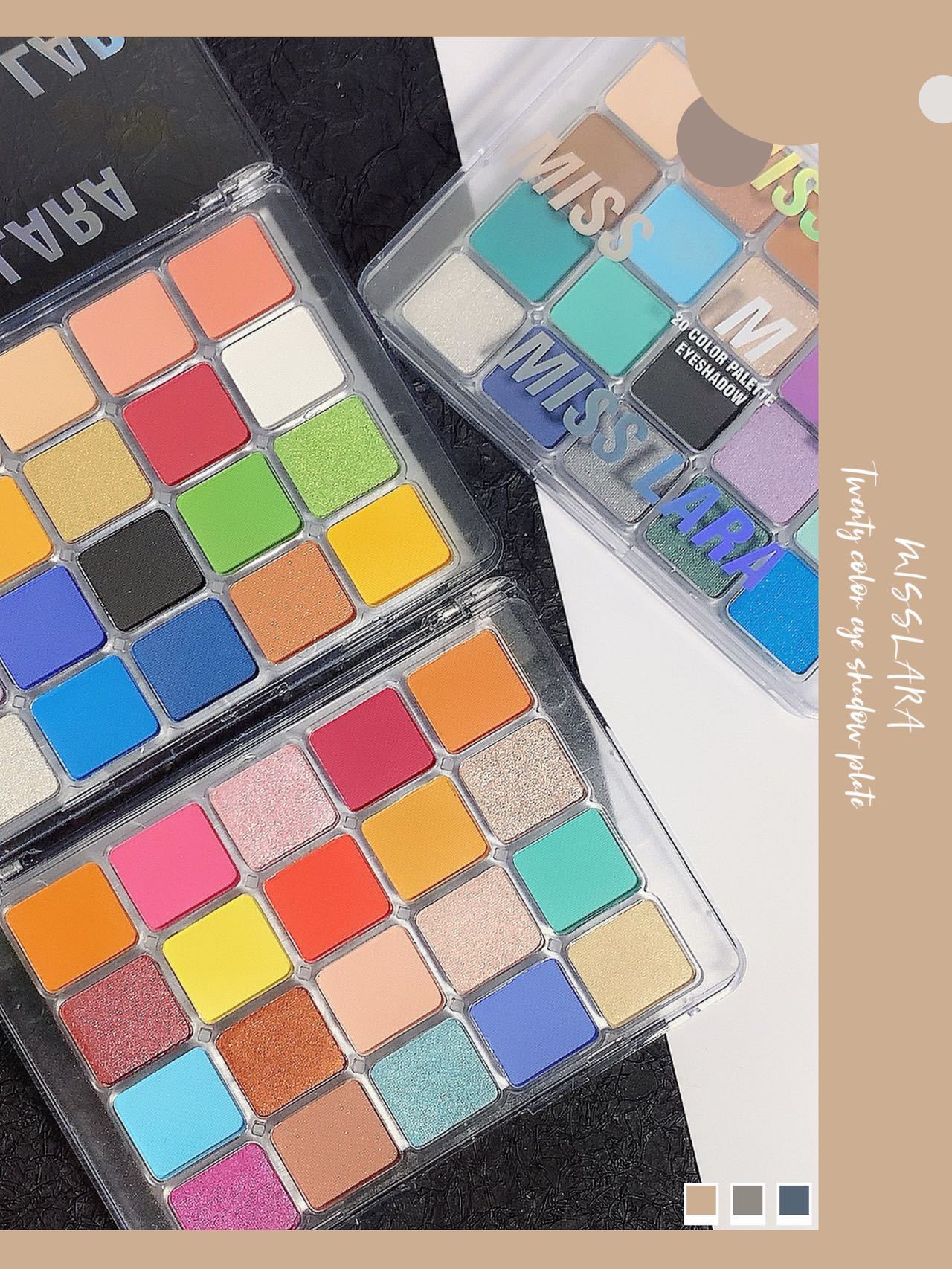 Miss Lara 20-color eyeshadow palette: Dazzling Avocado Glitter, Pearlescent, Matte, student stage Eyeshadow makeup full figure