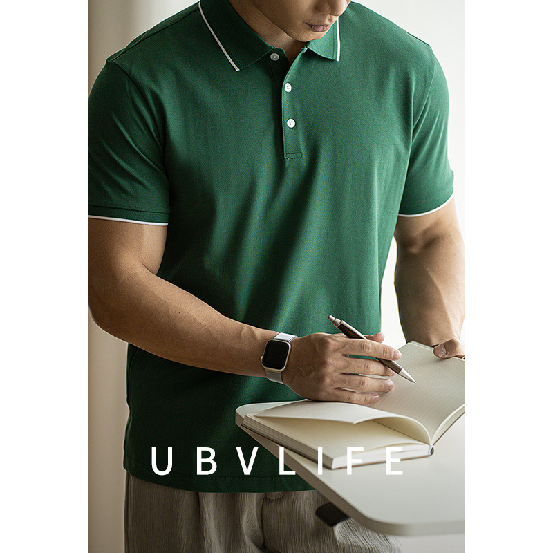 Big Sale Light Business Design Contrasting Collar Breathable Polo Shirt for Men 2025 Spring and Summer Slim-Fitting Paul Short-Sleeved Lapel