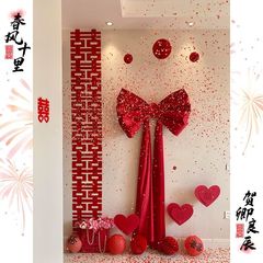 婚房布置网红丝绒蝴蝶结女方结婚商场道具橱窗背景墙拍照装饰批发