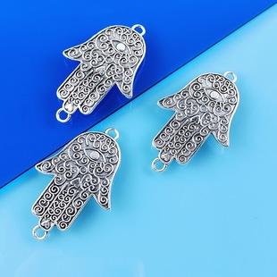 3.4*5.3cm DIY Handmade Alloy Jewelry Eye Pattern Palm Double-Hole Necklace Connector Alloy Accessory