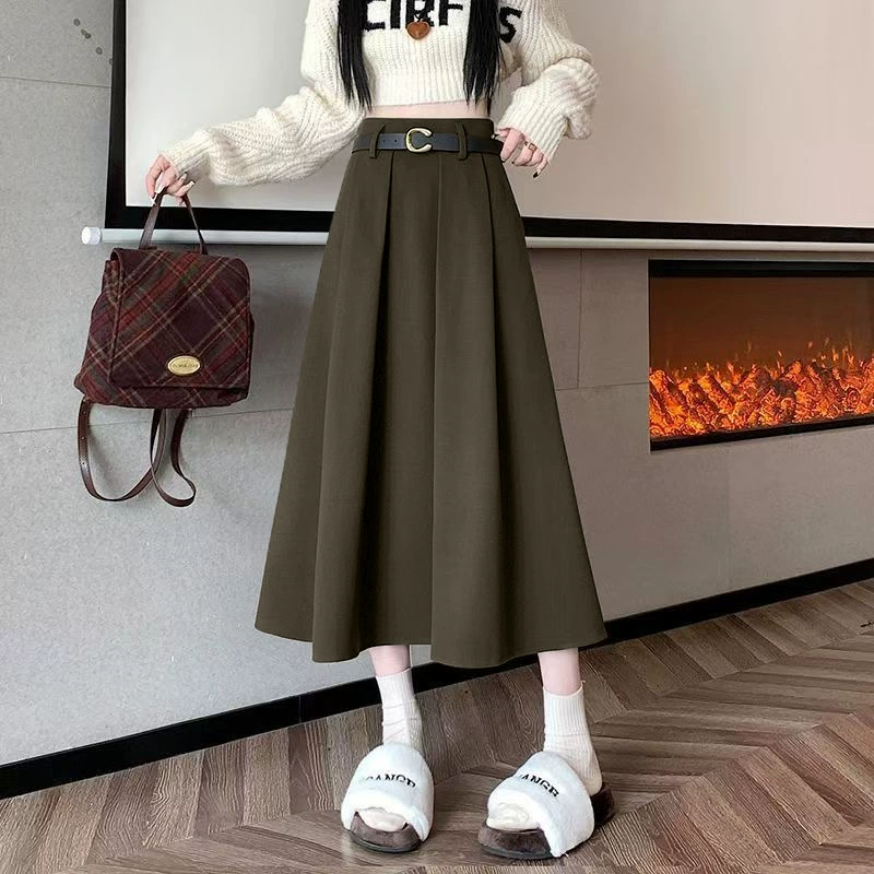 Волосатая юбка Юбка Юбка Осень Зима Женская юбка Плиссированная юбка 2024 Новая юбка-зонтик с высокой талией