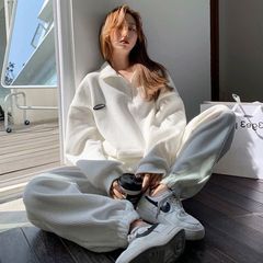 韩版时尚休闲运动套装女装2025春秋季新款束脚减龄宽松跑步两件套
