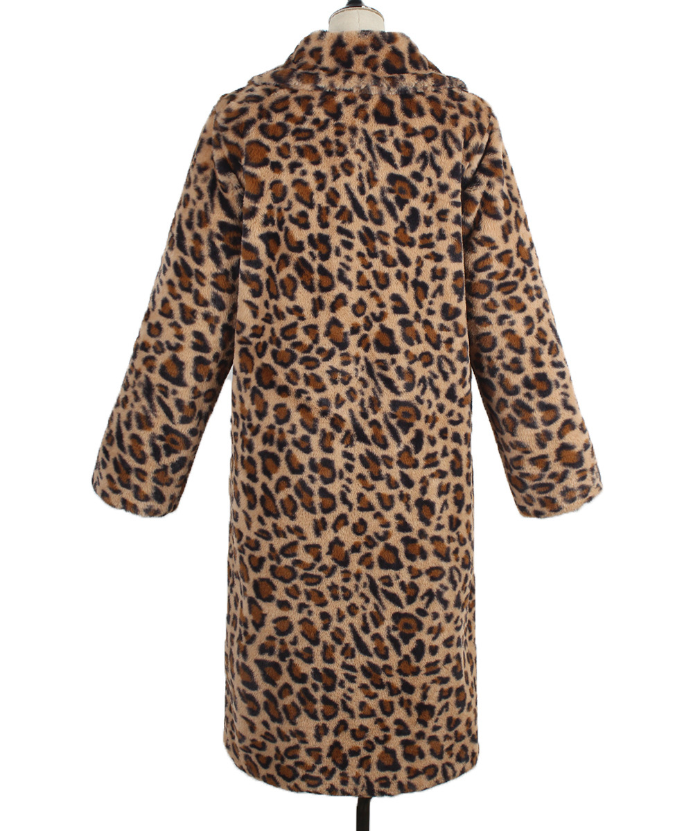 Women's Clothing hot selling leopard print   fur plush lapel coat long fashionable autumn and winter new style_voghion.com