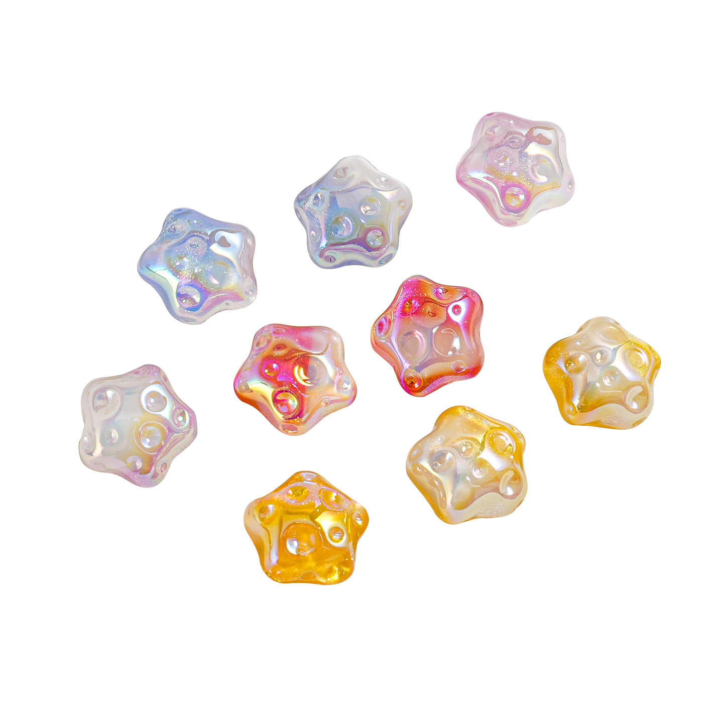 Heidi Beads nuevo bicolor resina nacarada cambio de color estrella de cinco puntas con cuentas cadena de teléfono móvil material de bricolaje cuentas sueltas