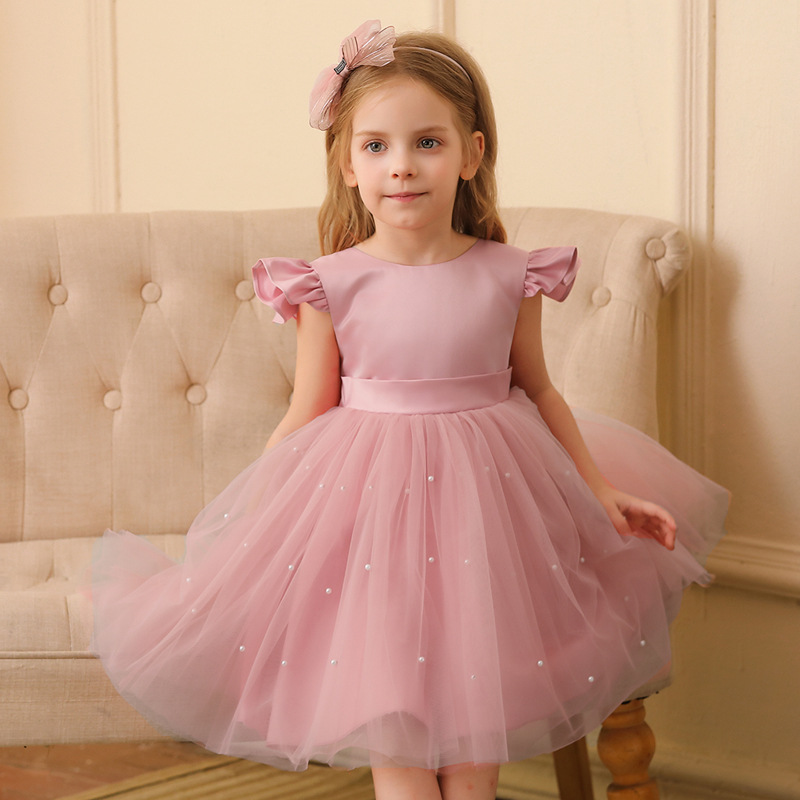 Cross-Border Hot-Selling Girls' Big Bow Backless Dress, Tutu Skirt, Flower Girl Princess Dress, Holiday Performance Dress