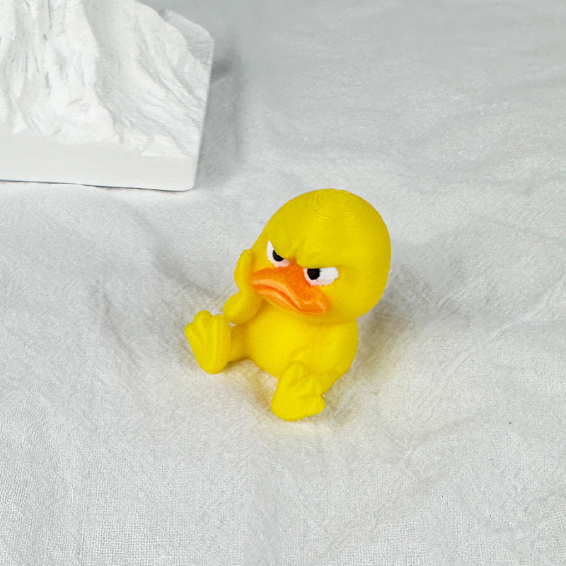卡通跨境多色3d打印小型生气小黄鸭桌面小摆件儿童玩具工艺品批发|undefined