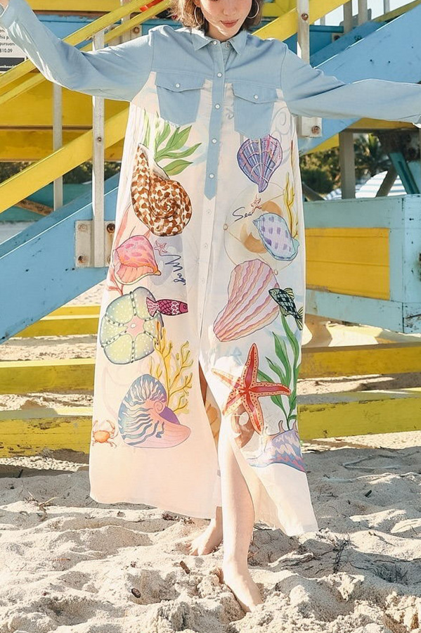 Wholesale Women's Vacation Streetwear Color Block Shell Long Sleeve Blouses display picture 10