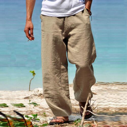 European and American Style Summer Men's Hip-Hop Breathable Cotton Linen Loose Casual Sports Beach Air-Conditioned Slimming Pants
